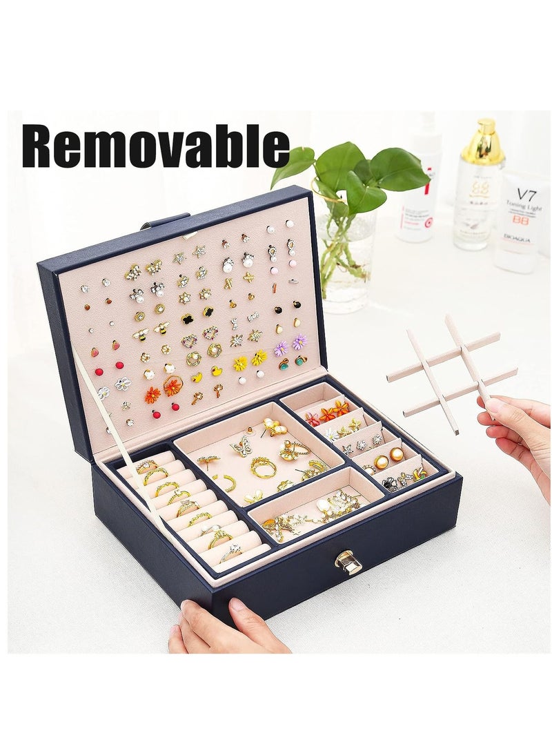 Arabest Jewelry Box, Earring Clip Organizer with PU Leather, Large Jewelry Storage for Ladies Girlfriend, Ring, Necklace  - Image 4