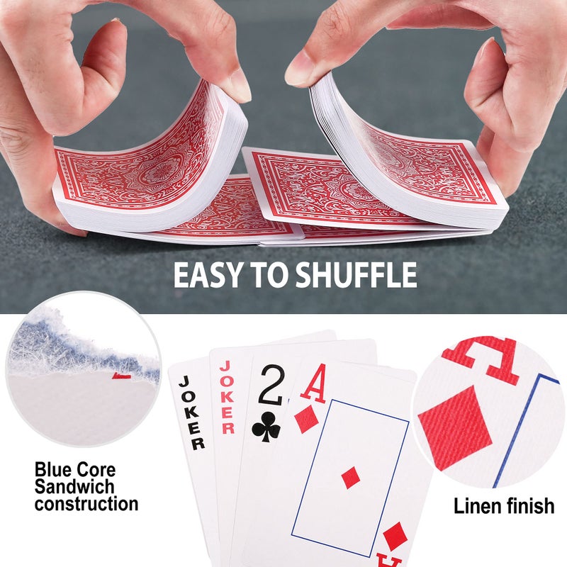 LotFancy Playing Cards, Large Print, 12 Decks of Cards (6 Black 6 Red), Jumbo Index, Poker Size, for Texas Hold'em, Blackjack, Euchre Cards Games - Image 3