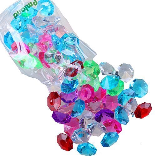 PMLAND 42 Pieces Large 25 Carats Acrylic Fake Diamond Crystals Gems - Assorted Colors Clear Gemstones for Table Scatters, Vase Fillers, Party Decorations, Treasure Hunts, and Arts & Crafts - Image 2