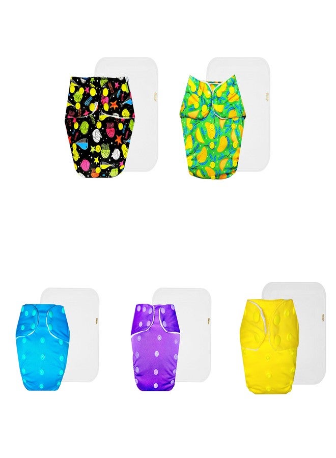 Dumbledo Premium Cloth Diaper with Cotton Insert (Pack of 5) | Hypoallergenic | 6-Layer Absorbent Pad | Quick Dry | Designed by Moms | 3 Months - 3 Years | Unisex Baby - Image 1