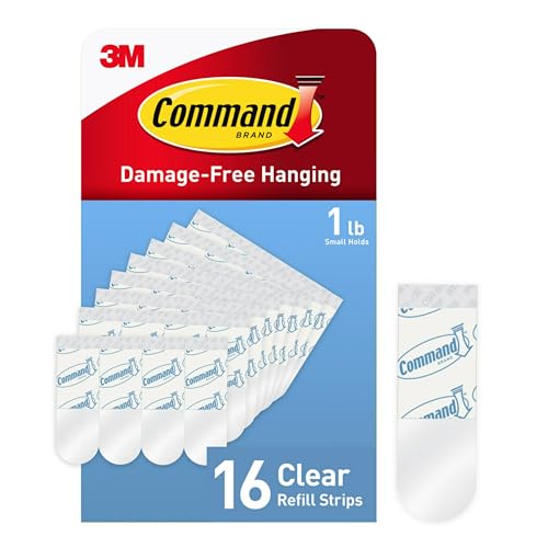 Command Small Clear Refill Strips, 16-Small Strips, Re-Hang Indoor Clear Hooks 1 Pack - Image 1