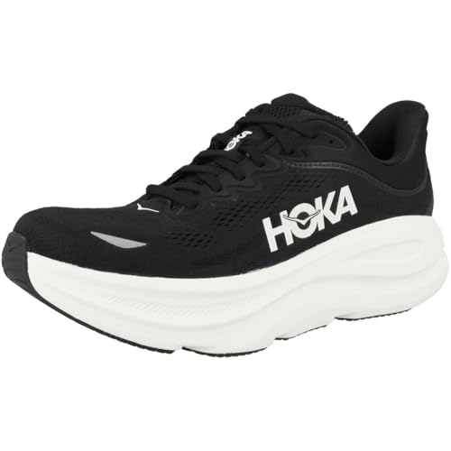 Hoka Men's Bondi 9 Sneaker, Black/White, 10.5 Wide - Image 4