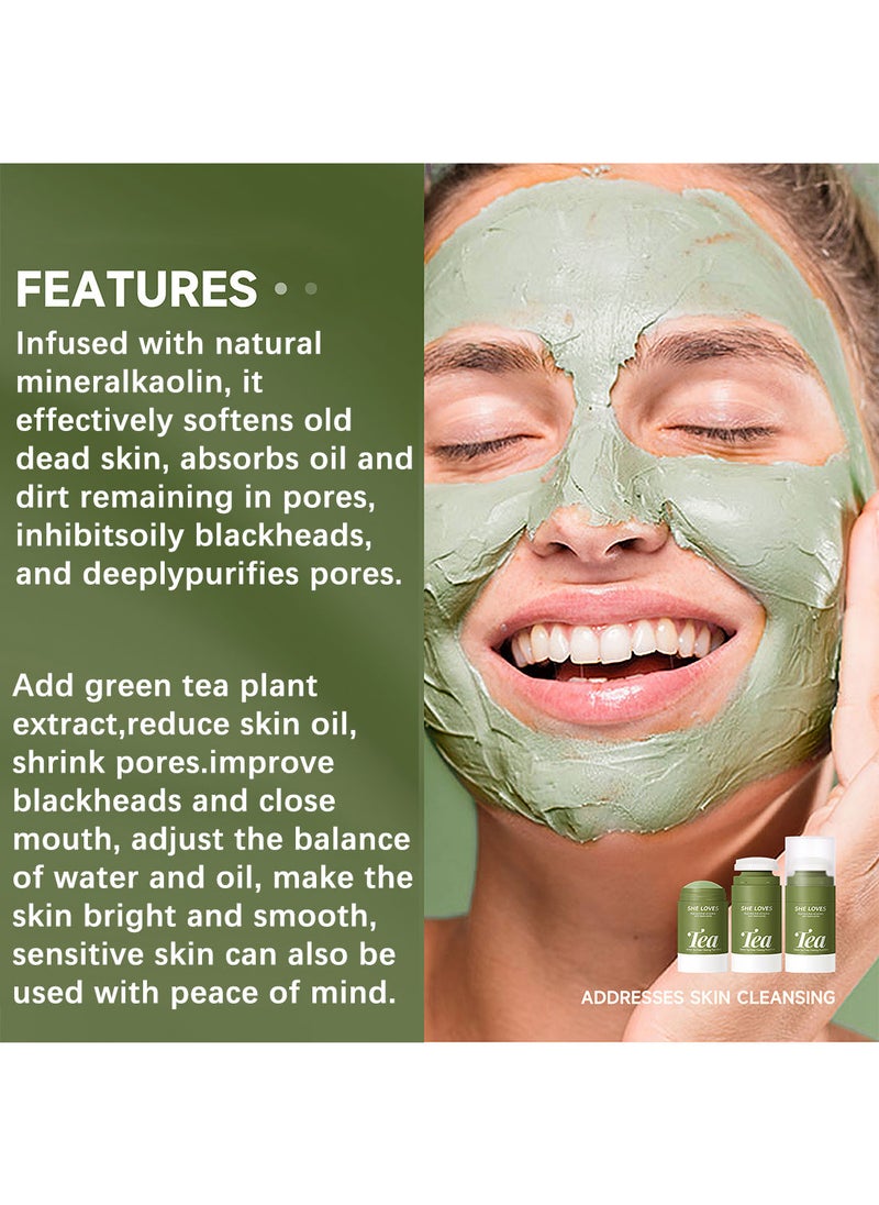 She Loves - Green Tea Deep Clearing Mud Stick Oil Control Deep Cleansing Moisturizing Soft Easy to Remove Mild Face Cleansing to Clean Pores and Soften Cuticle 45g - Image 1
