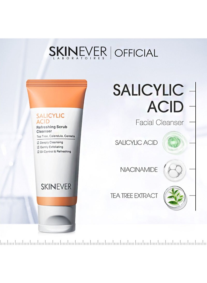 Salicylic Acid Cleanser And Skincare Kit，75ml Salicylic Acid Cleanser Refreshing Scrub + 20ml Salicylic Acid Anti Acne Serum，Helps Prevent Acne，Clears Blackheads，Reduces Acne Marks， And Repairs Damaged Skin