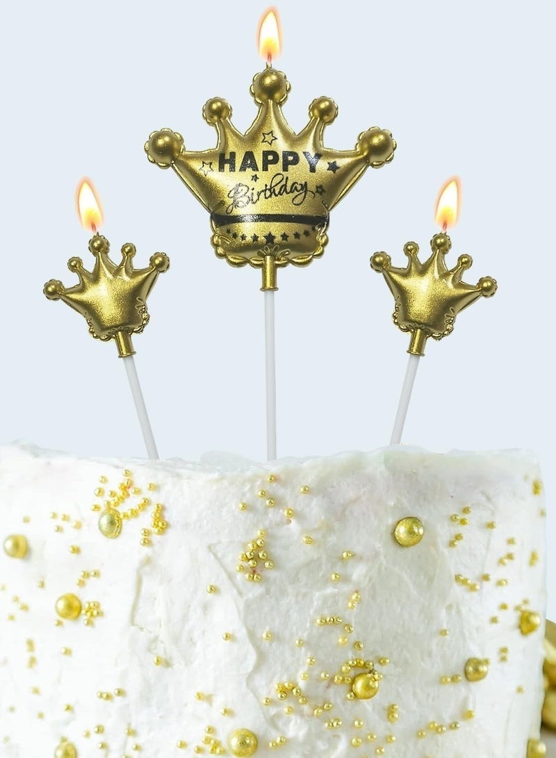 بارتي فن مجموعة شموع تاج عيد ميلاد سعيد مكونة من 3 قطع باللون الذهبي الأنيق، مثالية لاحتفالات أعياد الميلاد - Image 1
