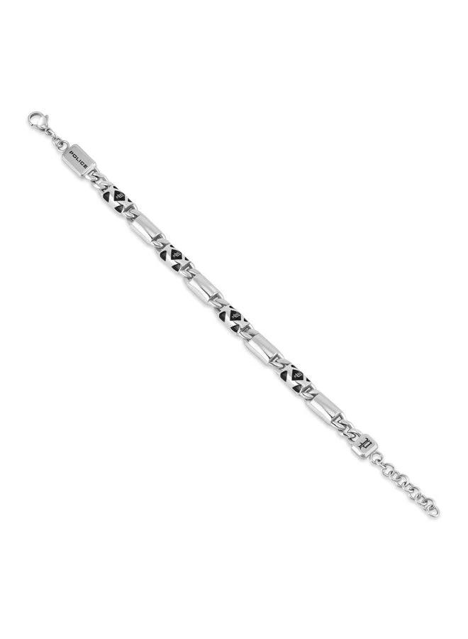 بوليس Chainlace Silver Black Link Chain Stainless Steel Bracelet for Men