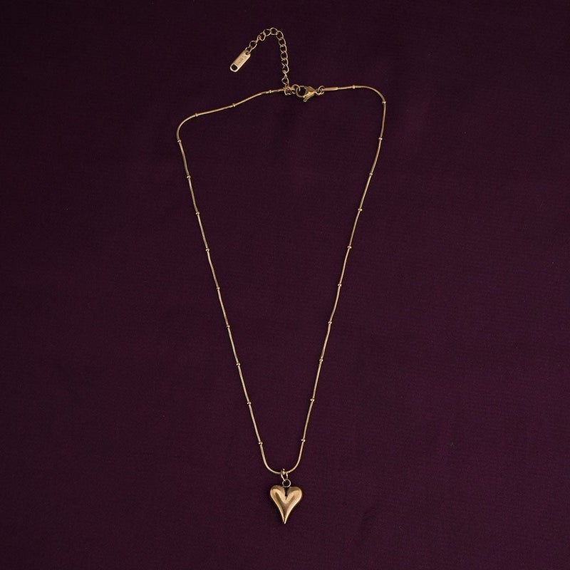 PALMONAS 18k Gold Tone Plated Heart Ball Chain Pendant
 for Women - Image 3