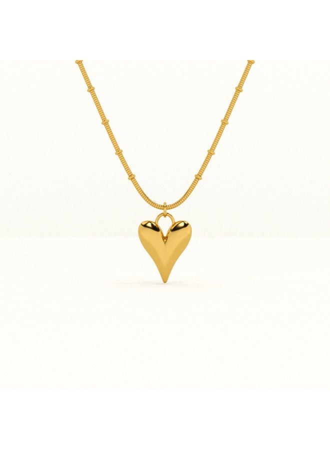 PALMONAS 18k Gold Tone Plated Heart Ball Chain Pendant
 for Women - Image 1