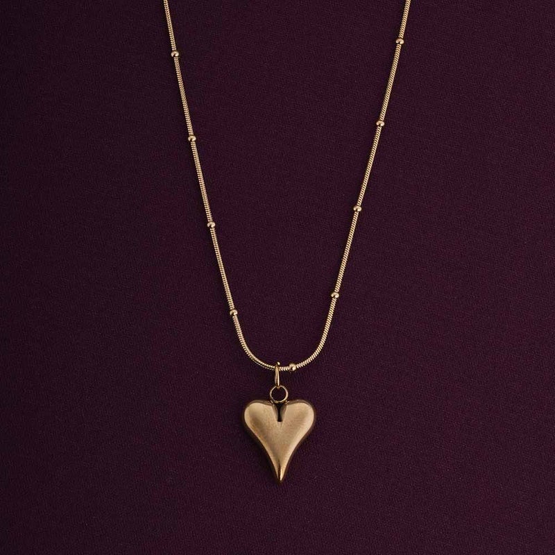 PALMONAS 18k Gold Tone Plated Heart Ball Chain Pendant
 for Women - Image 2