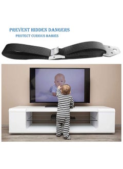 ECVV Anti-Tip TV/Furniture Straps Heavy Duty Strap and Plastic Parts with Child Drawer Safety Locks Adjustable Furniture Straps Furniture Anchors TV Wall Straps for Baby Proofing(2 pcs)  - Image 3