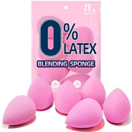 BEAKEY Super Soft Makeup Sponge Set of 6 Makeup Sponges for Foundation Liquid Cream and Powder Pink Beauty Sponge for Blending 0 Latex Blender