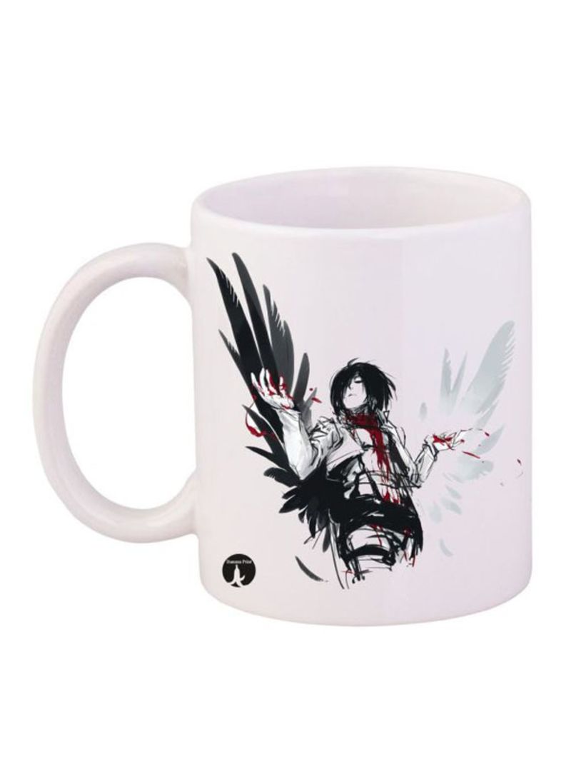 RKN Attack On Titan Anime Printed Mug White/Black/Red 12ounce