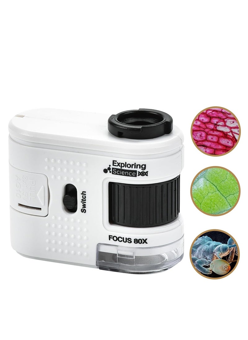 SYOSI - Pocket Microscope for Kids, 80x Zoom LED Lighted Portable Handheld Microscope, for Student Science Lab, STEM Educational & Exploring - Image 1