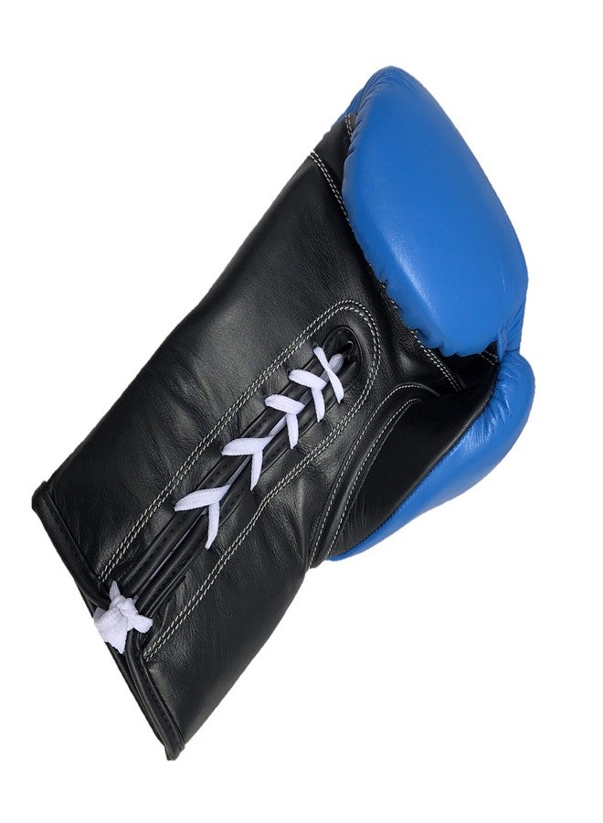 LEW Proffesional Geniune Leather lace Fight || Training || Contest Boxing Gloves with a Pair of Hand Wraps (Blue Edition Boxing Glove) (12 OZ) - Image 4