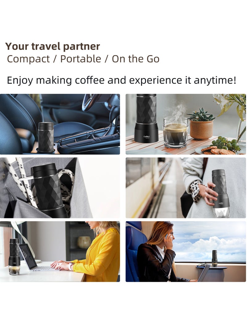 بيولوميكس ماكينة صنع القهوة اليدوية المحمولة الجديدة، ماكينة اسبريسو 18 بار، ماكينة قهوة صغيرة تعمل يدويًا أثناء السفر لتحضير القهوة ورغوة الحليب HS-8439 (أسود) - Image 5