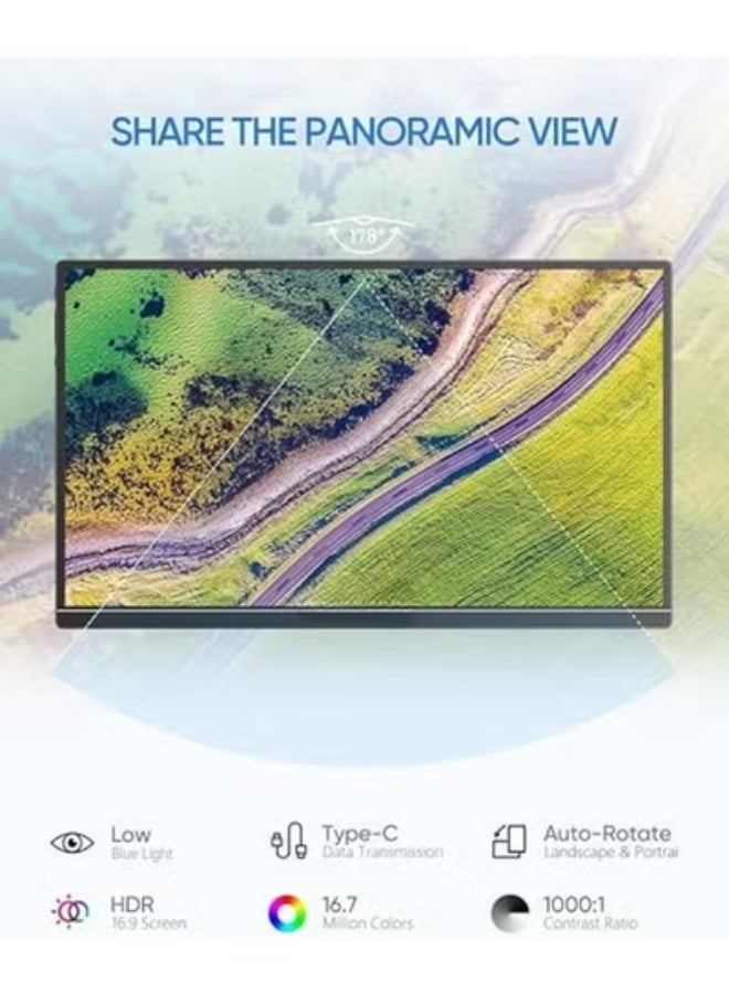 14" Ultra Slim Portable Monitor with Kickstand – FHD 1080P External Display with Dual Speakers, Second Screen for Laptop, PC, Phone, Xbox, PS4/5, Switch - Image 3