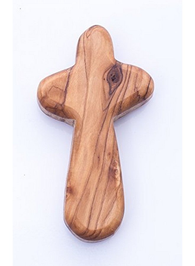 Zuluf 4.2" Olive Wood Holding Comfort Cross Hand Palm Size Prayer Wooden Cross Holy Land Christian Gift Certified CRS003