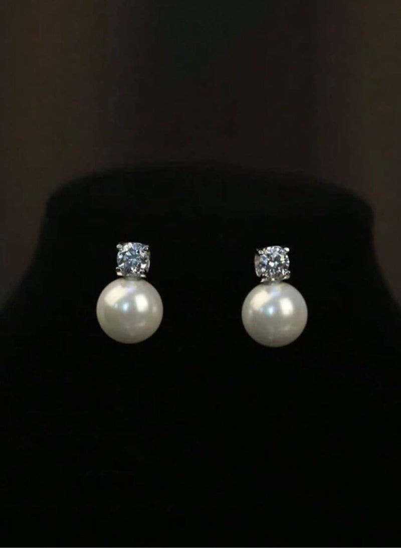 YUCCA Simple and Elegant Faux Pearl Necklace and Earrings Set 3 Pieces Set, Suitable for Women to Wear in Different Occasions Such as Wedding, Bridal Dress, Wedding Accessories - Image 5