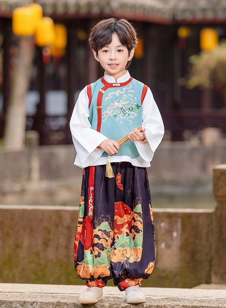Boy Hanfu Summer Readymade Chinese Traditional Style Kid Tang Suit Costume Hanfu for Young Boy（Age3-12) - Image 2