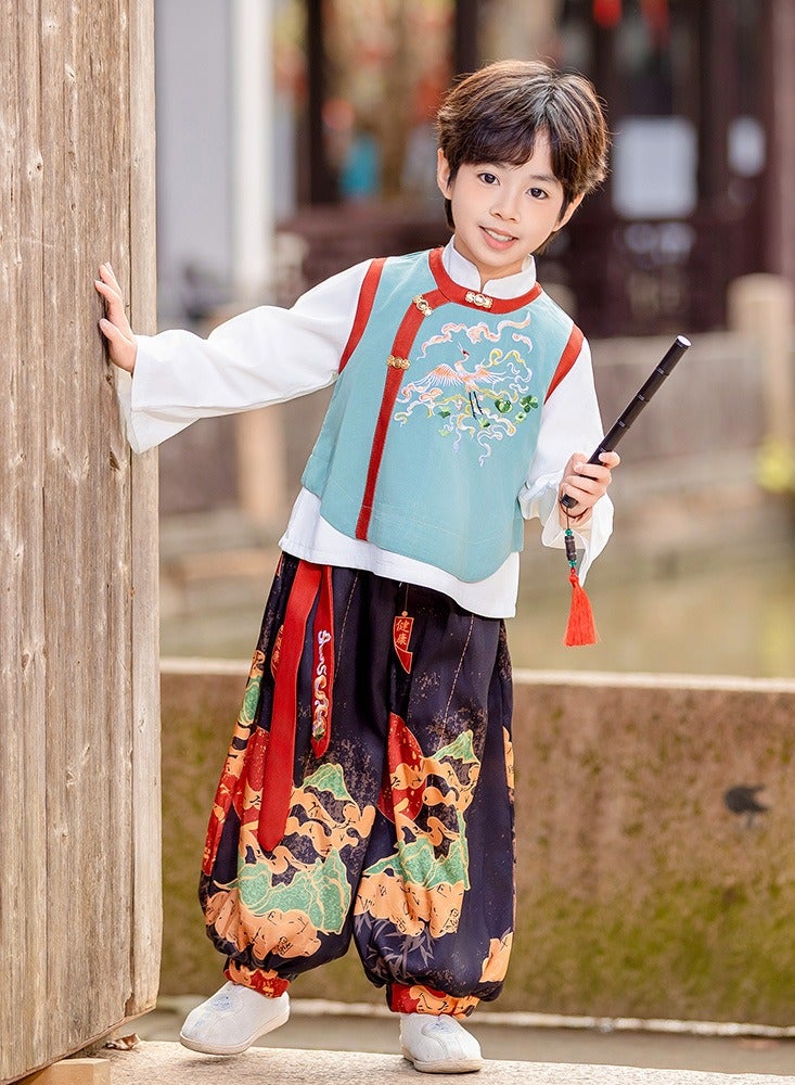 Boy Hanfu Summer Readymade Chinese Traditional Style Kid Tang Suit Costume Hanfu for Young Boy（Age3-12) - Image 3