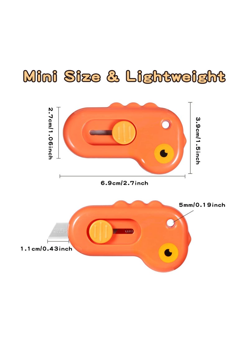 SYOSI - Mini Box Cutter, Retractable Utility Knife Letter Opener Paper Envelope Portable Cutter with Hole for Home Office and DIY Project, Cute Dinosaur Shape, Utility Cutter for Shrink Wrap Boxes(6 Pieces) - Image 1