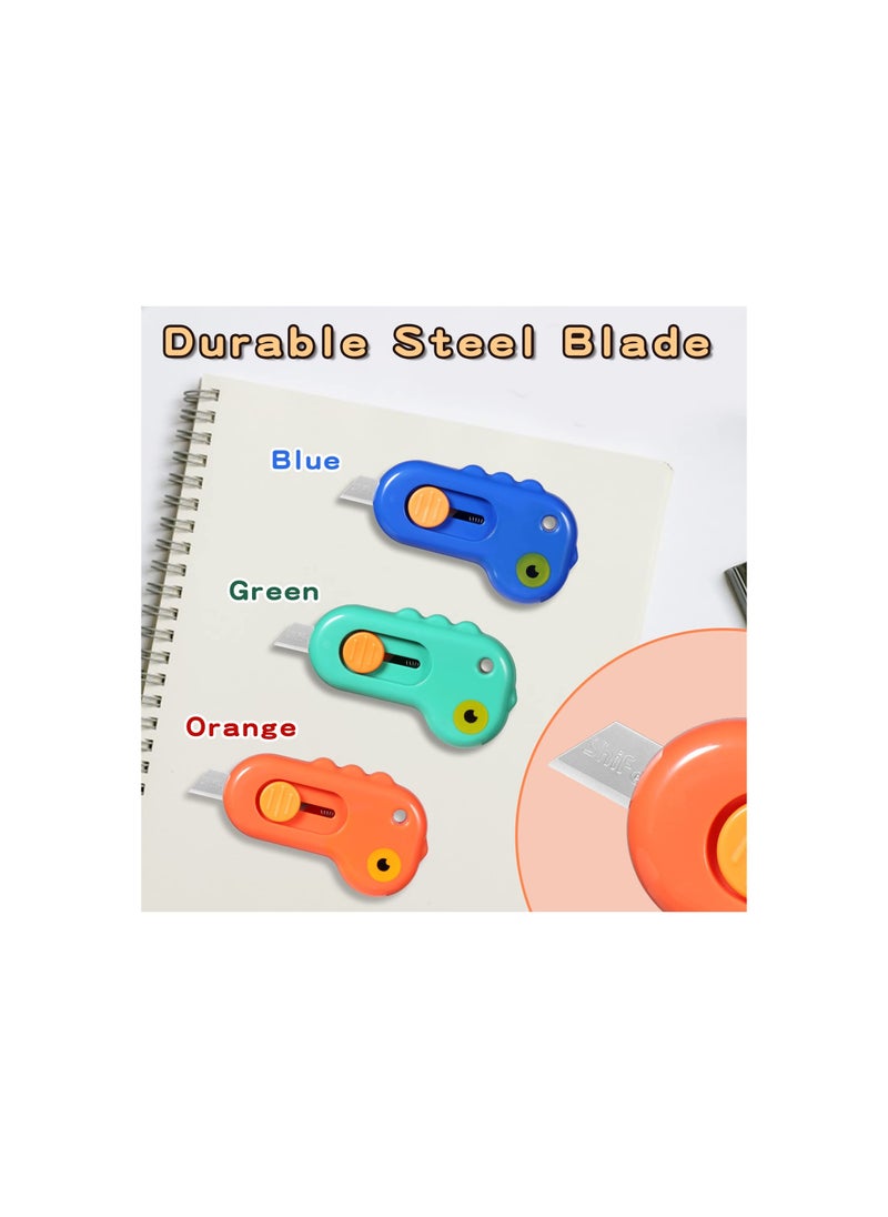 SYOSI - Mini Box Cutter, Retractable Utility Knife Letter Opener Paper Envelope Portable Cutter with Hole for Home Office and DIY Project, Cute Dinosaur Shape, Utility Cutter for Shrink Wrap Boxes(6 Pieces) - Image 1