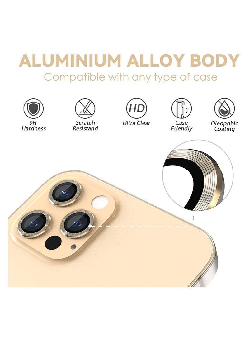 ELTRAZONE Camera Lens Protector for iPhone 12PRO Lens Protector Premium HD Tempered Glass Metal Ring Aluminium Alloy Lens Screen Cover Film - Image 2