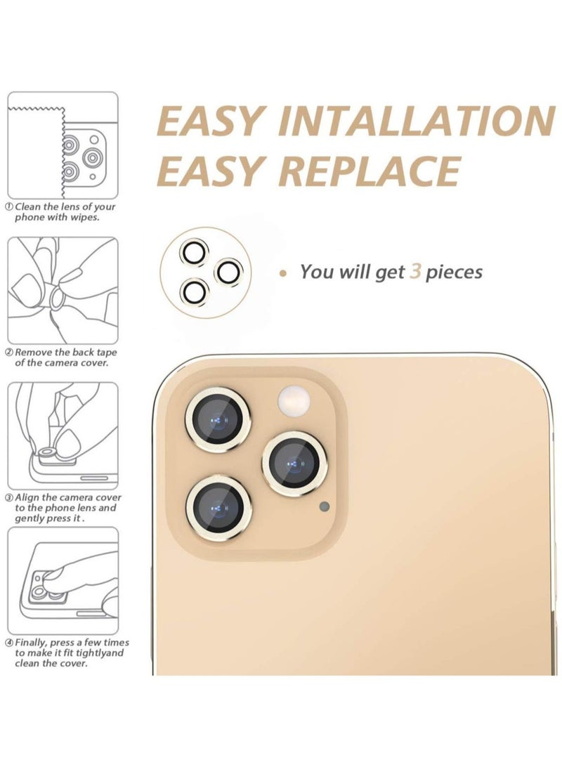 ELTRAZONE Camera Lens Protector for iPhone 12PRO Lens Protector Premium HD Tempered Glass Metal Ring Aluminium Alloy Lens Screen Cover Film - Image 3