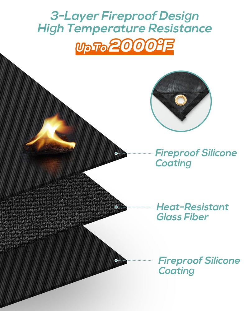 FIREWESS Heat Shield Behind Grill 3'x10' Heat Shield Mat for Wall, Deck Fence, Railing, Grill and Refrigerator, Heavy Duty Fireproof Cover and Screen Protect Deck Railing from Grill - Image 3
