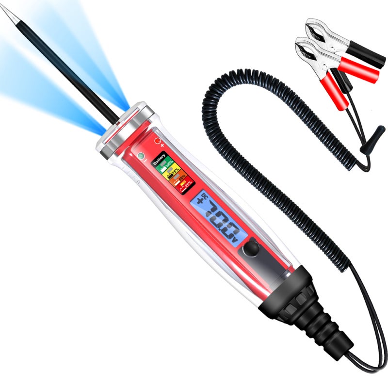 Digital Electrical Test Pen: 1-75VDC Compact Size - 3.6M Extended Cable LCD Display Automotive Wiring Tester for Automotive Electrical System & Complex Environments - Image 1
