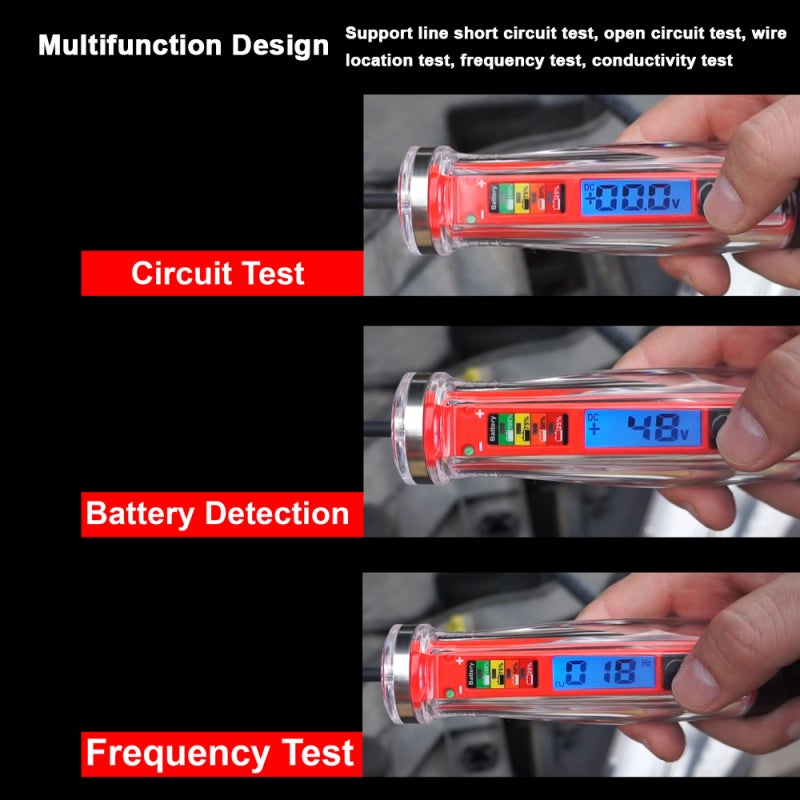 Digital Electrical Test Pen: 1-75VDC Compact Size - 3.6M Extended Cable LCD Display Automotive Wiring Tester for Automotive Electrical System & Complex Environments - Image 2