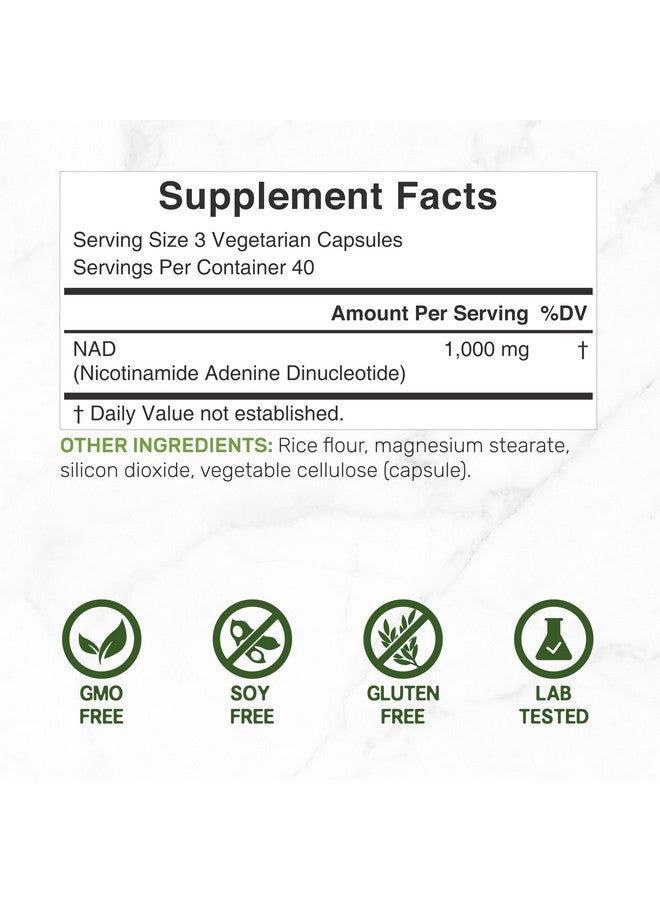 DEAL SUPPLEMENT NAD+ Supplement 1,000mg Per Serving, 120 Veggie Capsules - Extra Strength, Boosts NAD+ Levels - Healthy Aging, Energy, & Brain Support - Similar to Nicotinamide Riboside - Non-GMO - Image 2