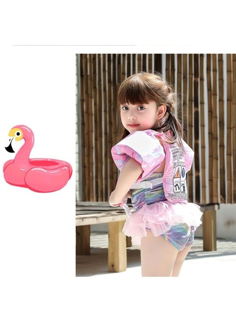 Toddler Swim Vest Kids Water Wings Arm Floaties for 30-50 Pounds Infant Safety Swim Aid Jumper Inflatable Swim Arm Bands Float Sleeves Swimming Armbands for Sea/Pool/Beach/Training (Flamingo)  - Image 4