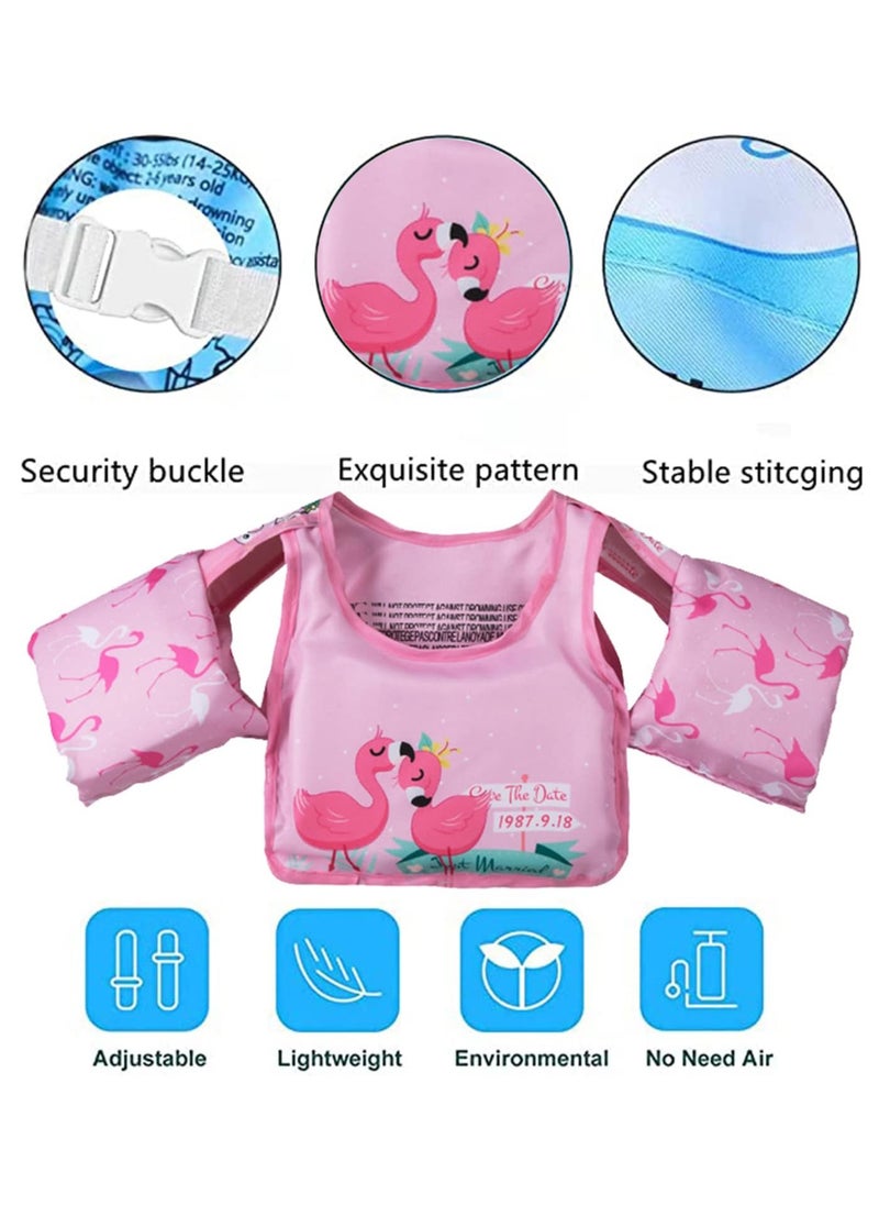 Toddler Swim Vest Kids Water Wings Arm Floaties for 30-50 Pounds Infant Safety Swim Aid Jumper Inflatable Swim Arm Bands Float Sleeves Swimming Armbands for Sea/Pool/Beach/Training (Flamingo)  - Image 5