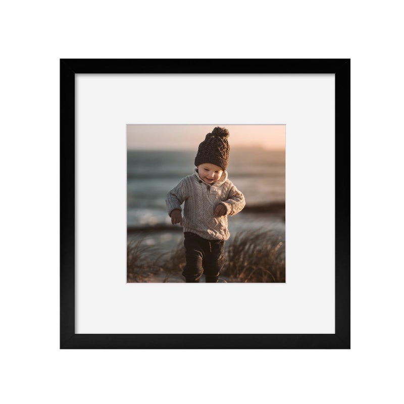 KINLINK 10x10 Picture Frame Black  Square Photo Frame with Plexiglass for Picture 6x6 with Mat or 10x10 without Mat  Composite Wood Picture Frame for Table Top and Wall Mounting - Image 1