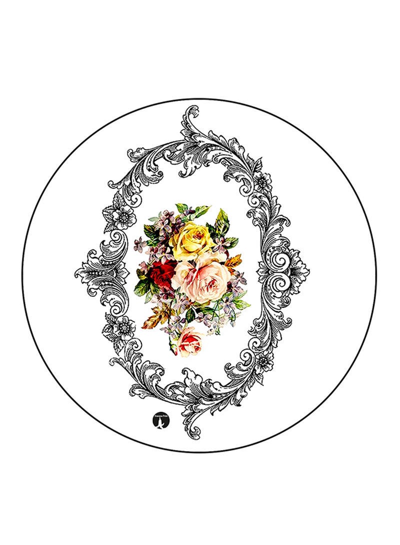 RKN Flowers Printed Mouse Pad  Round  Multicolour