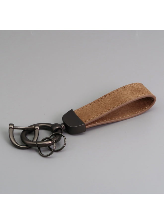 PU Leather Metal Keychain 360 Degree Rotatable Snap Swivel and Anti-Lost D-Ring Metal Key Chains for Men and Women