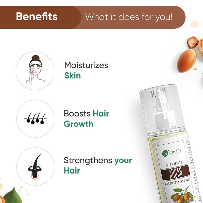 Naturalis Essence Of Nature Cold Pressed Argan Carrier Oil For Skin Lightening Pigmentation Stretch Marks Acne Scars Wrinkles AntiAging 200 Ml Argan - Image 5