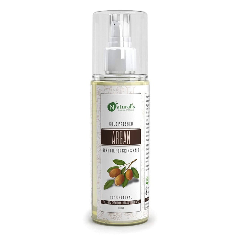 Naturalis Essence Of Nature Cold Pressed Argan Carrier Oil For Skin Lightening Pigmentation Stretch Marks Acne Scars Wrinkles AntiAging 200 Ml Argan - Image 1