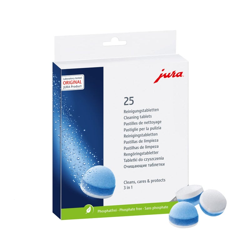 Jura 3-Phase Cleaning Tablets 25045 For All Jura Espresso Machines And Automatic Coffee Centers - 25-Count - Image 1