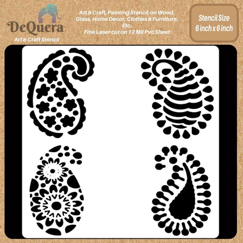 DeQuera Art Craft Stencil for Painting on Wood Funiture Wall use for Home Dcor Wardrobe Dcor Living Room Bedroom Study Room Size 6 x 6 inch D05 - Image 1