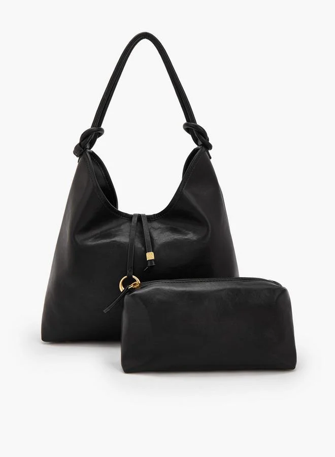 Celeste BLACK Solid Hobo Bag With Pouch for Women | Best Price UAE