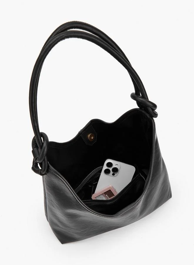 Celeste BLACK Solid Hobo Bag With Pouch for Women | Best Price UAE