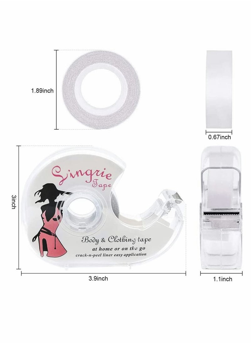 KASTWAVE Double Sided Clothing Tape, Clear Fabric Strong Tape, Lingerie Tape Body and Clothing Fashion Tape Boob Tape Strong Double Sided Fabric Tape for Clothes Dress Bra, Clear (1+4 Set)  - Image 3