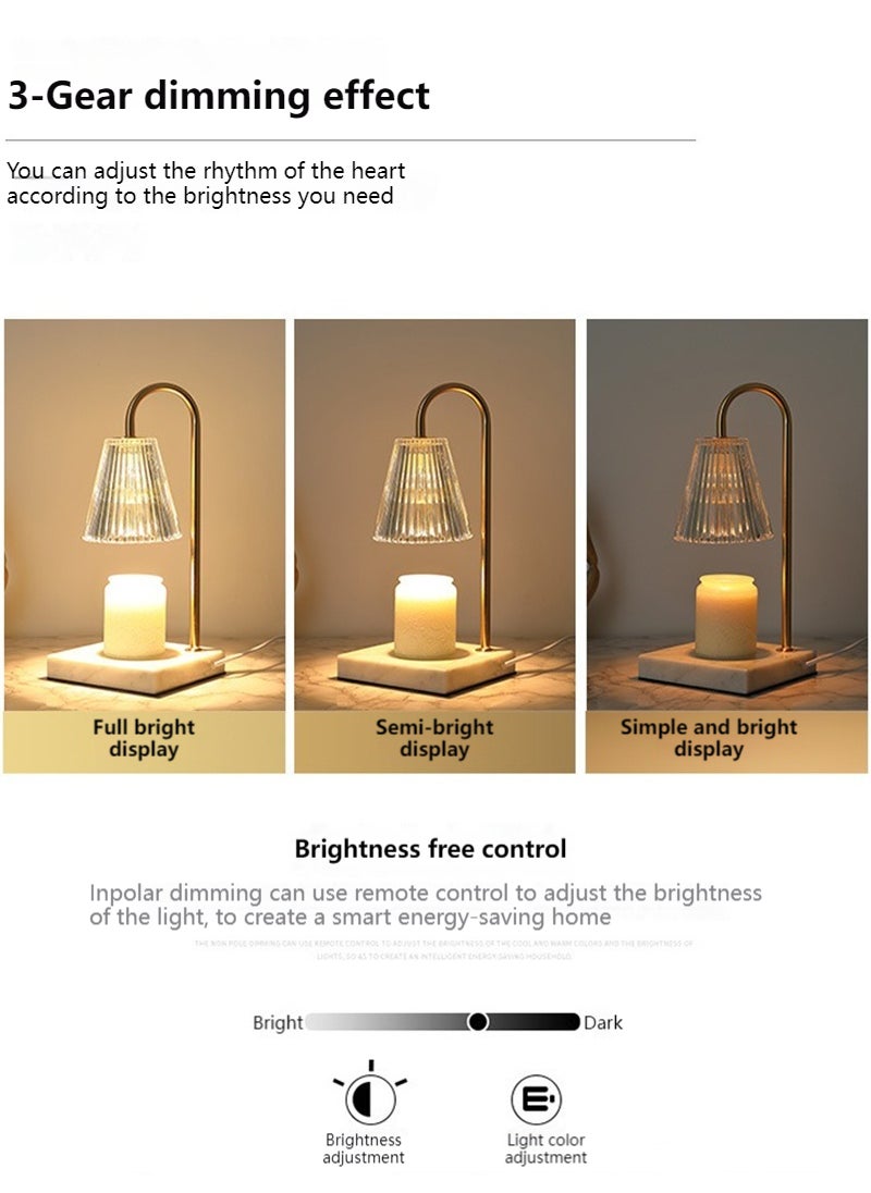 Onelight - Camellia Shade Wax Lamp Candle Warmer Lamp with High Transparency Glass Stepless Dimming Rapid Melting White Marble Base Ideal for Home Decor and Aromatherapy - Image 1