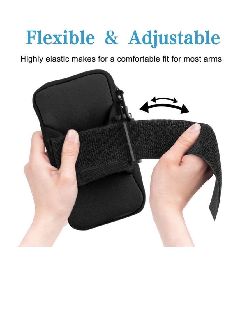 ECVV Phone Arm Bag Armband Cell Phone Holder for Running Gym Sports Waterproof Black Cell Phone Holder Pouch Case with Earphone Hole - Image 1