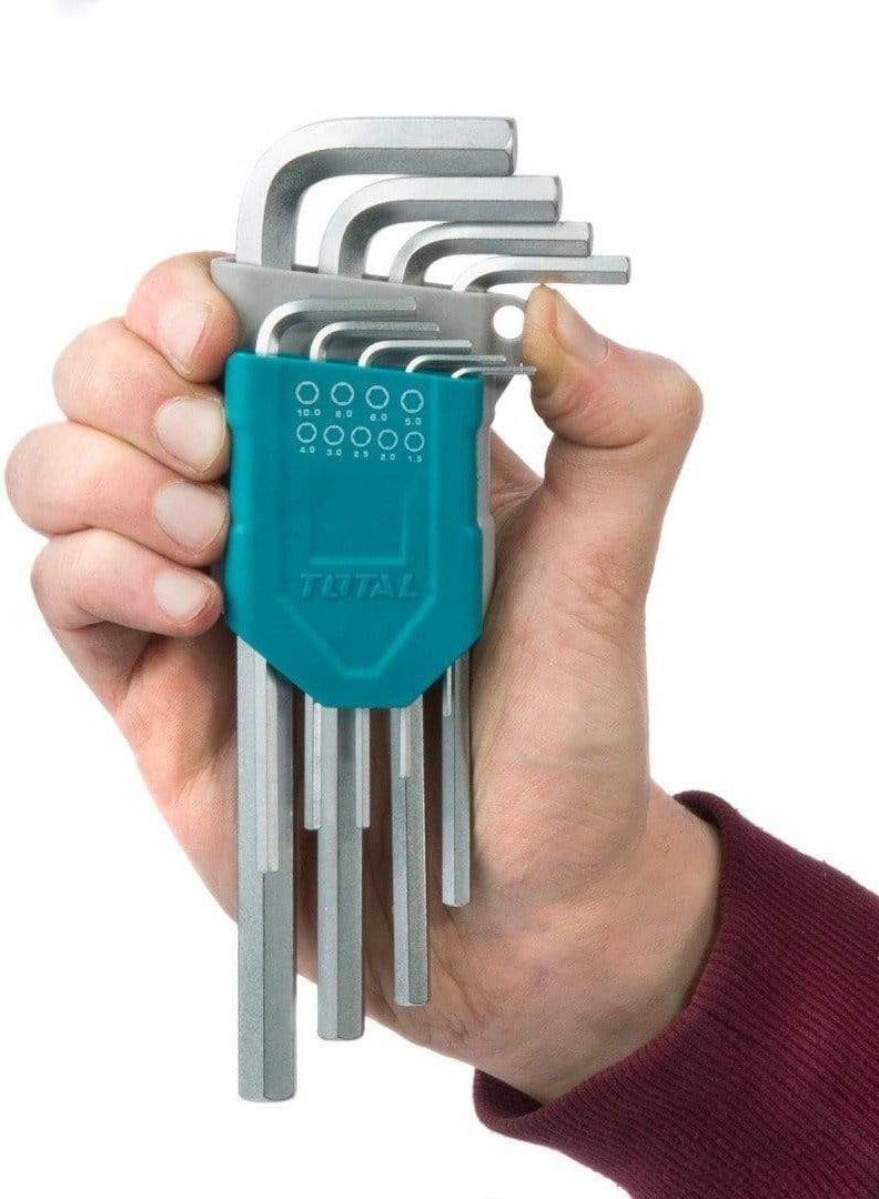 TOTAL Total Cr-V Hex Key 9PCS Set - Durable S2 Long Arm Tools Wrench Set for Precision Fastening and for Bicycles Motorcycle Repair, Furniture Assembly, Home Maintenance DIY  - Image 2