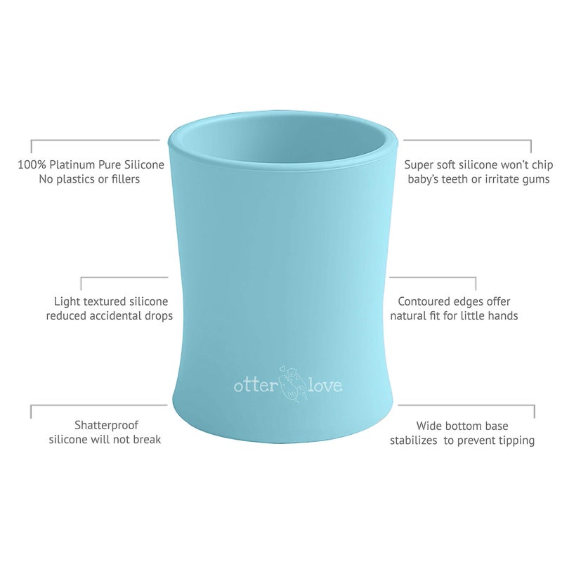 otterlove Silicone Baby & Toddler Training Cup - Pediatric OT Approved - 100% Platinum Pure LFGB Silicone - Unbreakable - Plastic Free - Tiny Cup Perfect for Baby Led Weaning (Blue) - Image 3