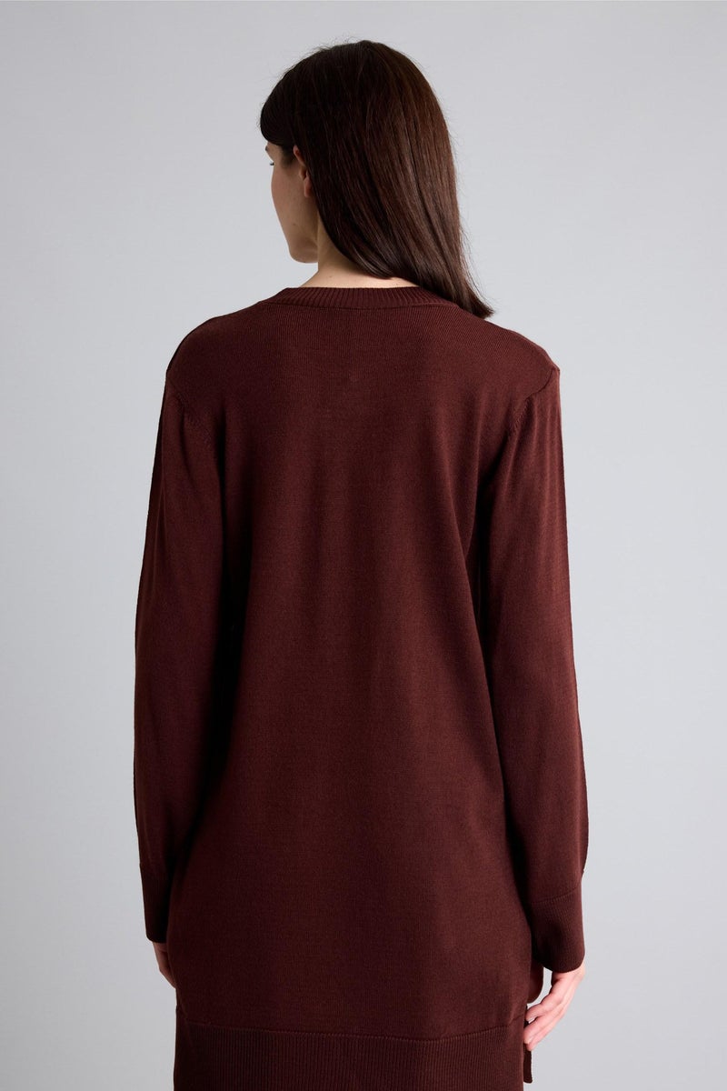 DeFacto Brown Woman Regular Fit Crew Neck Brown Knit Tunic Tunic Casual - Image 5