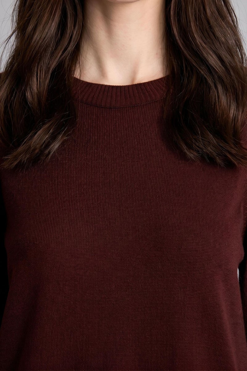 DeFacto Brown Woman Regular Fit Crew Neck Brown Knit Tunic Tunic Casual - Image 4